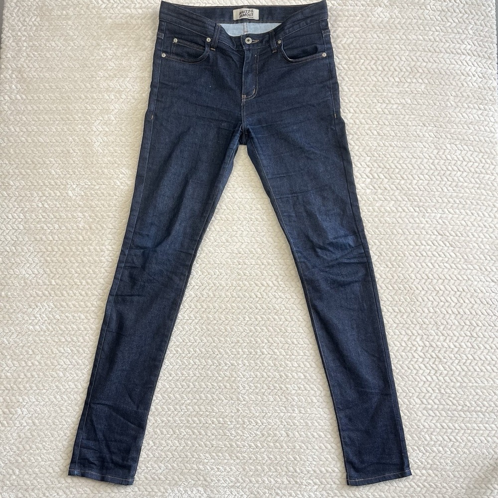 Naked & Famous Super Guy UltraSoft Stretch Indigo Blue Jeans Mens 30 Deadstock